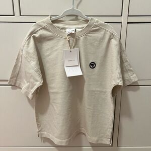 Zara Light Beige Tee with Embroidered Logo, 4T